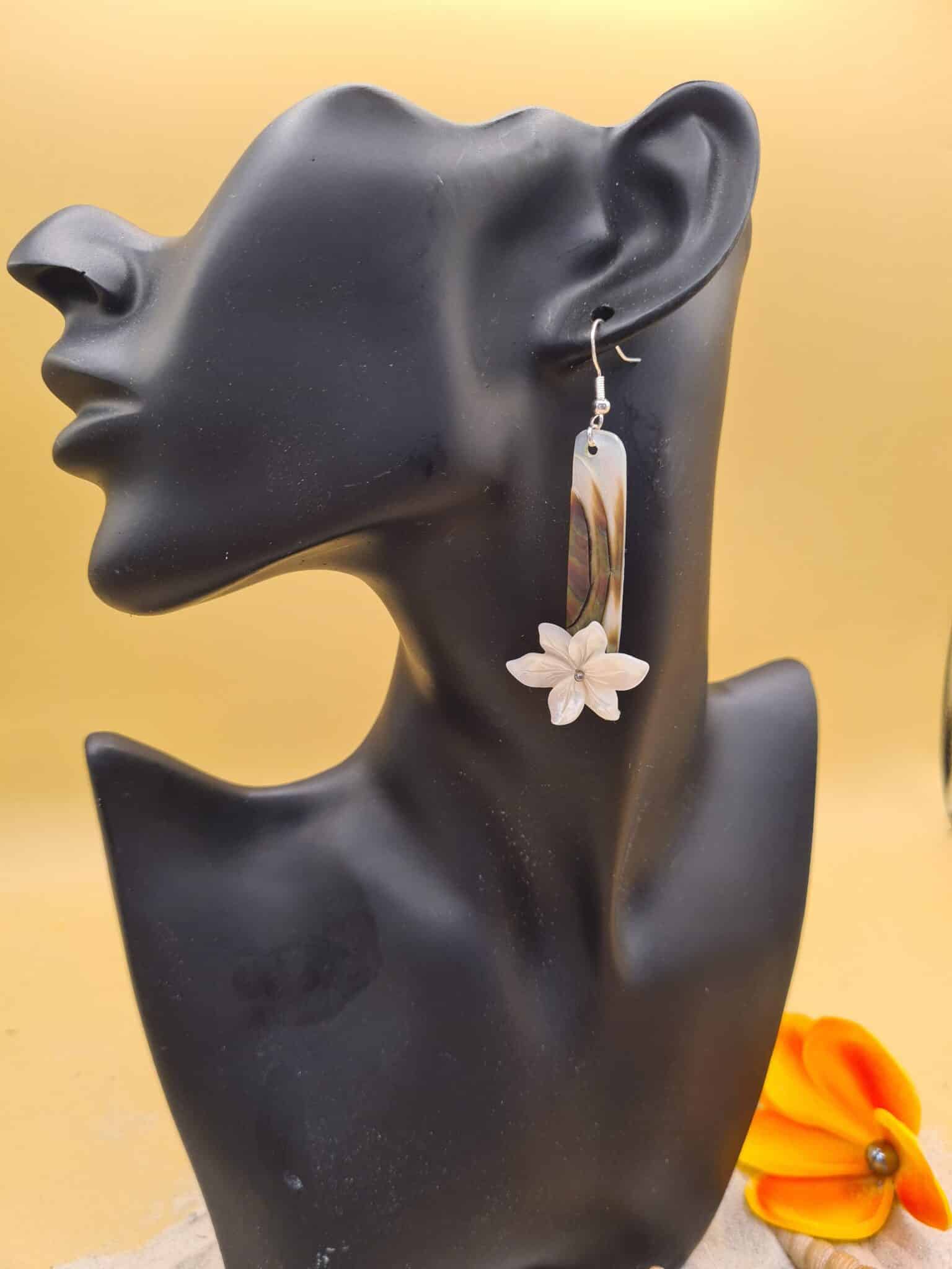 Parure Collier Et Boucles D'oreilles Nacre Blanc Cœur